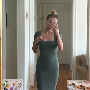 Zara Square Neck Bodycon Midi Dress